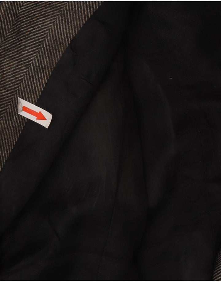 Jaqueta blazer feminina Zara com peito duplo Reino Unido 10 espinha de peixe cinza pequena