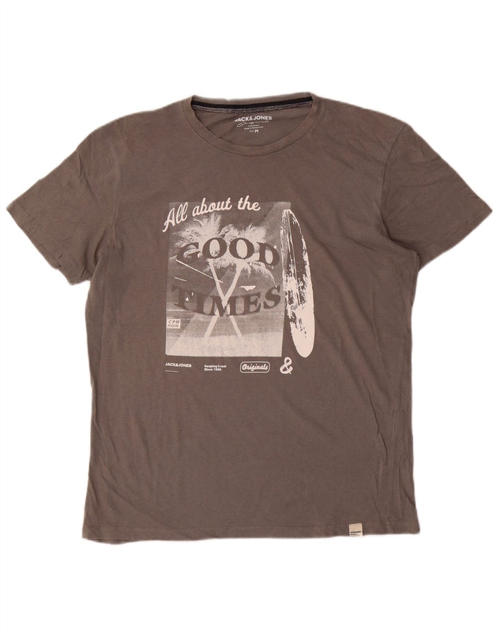 Camiseta gráfica masculina Jack & Jones cinza médio