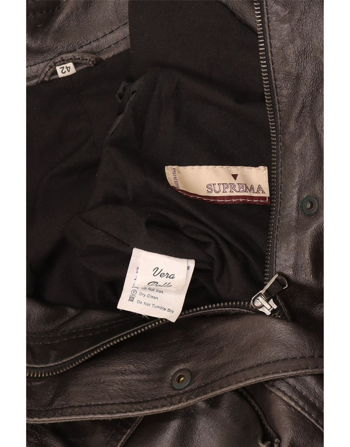 Jaqueta de couro feminina Suprema IT 42 couro preto médio