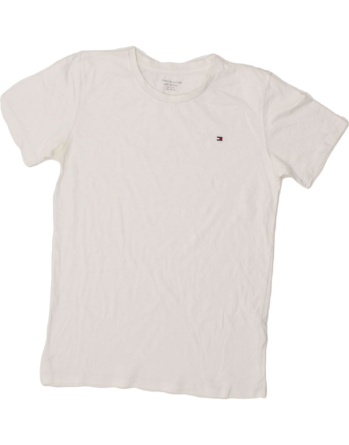 TOMMY HILFIGER Boys T-Shirt Top 10-11 Years White Cotton Vintage Tommy Hilfiger and Second-Hand Tommy Hilfiger from Messina Hembry 