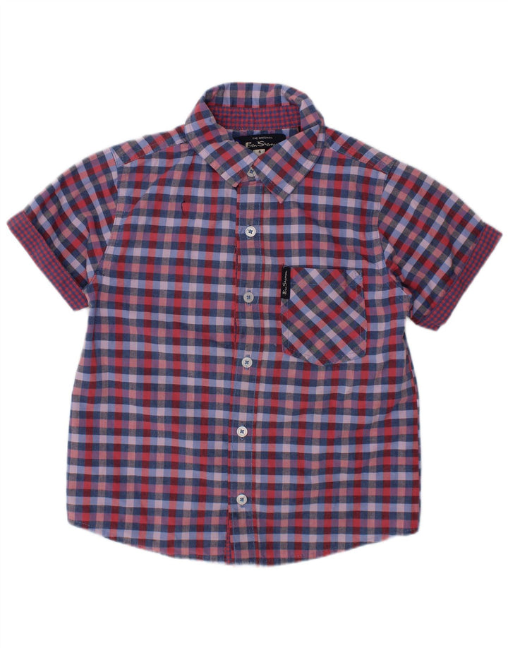 Camisa masculina de manga curta BEN SHERMAN 3-4 anos xadrez multicolorida