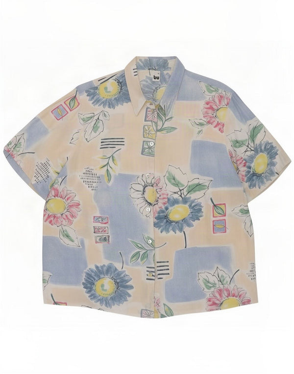 Tru blusa feminina de manga curta UE 44 XL floral multicolorido