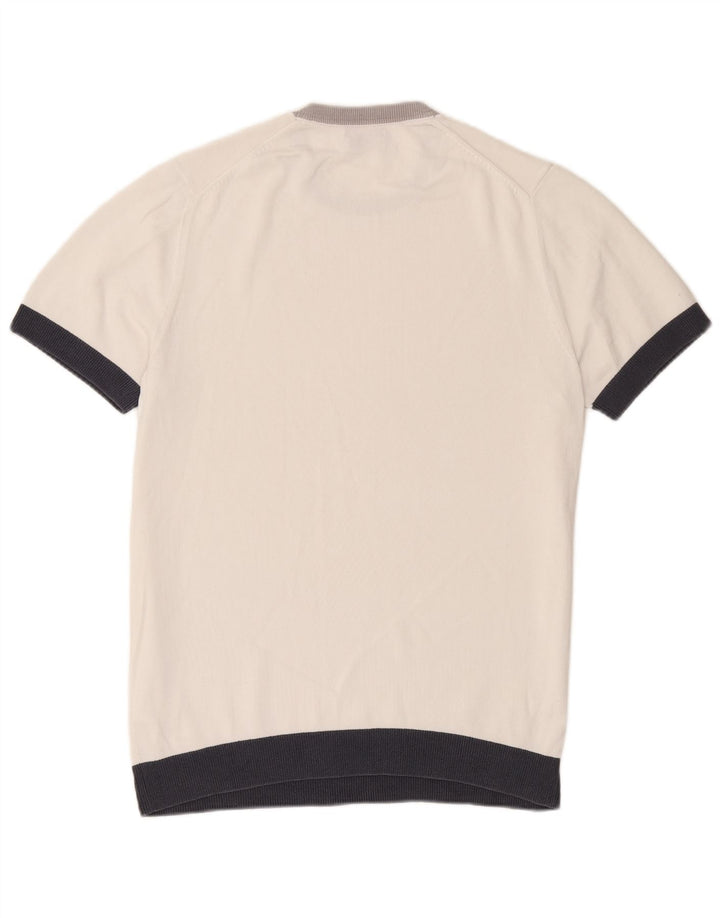 Suéter masculino Massimo Dutti com gola redonda, grande bloco colorido branco