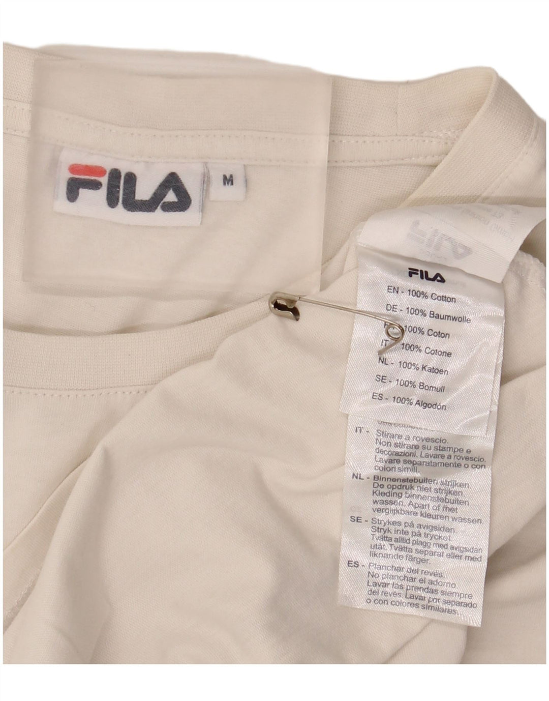 Fila Mens Graphic T-Shirt Top Médio Algodão Branco
