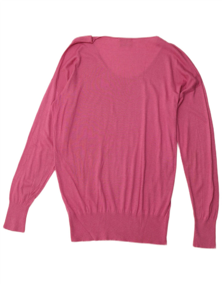 Suéter feminino MASSIMO DUTTI com gola canoa Reino Unido 14 seda rosa médio