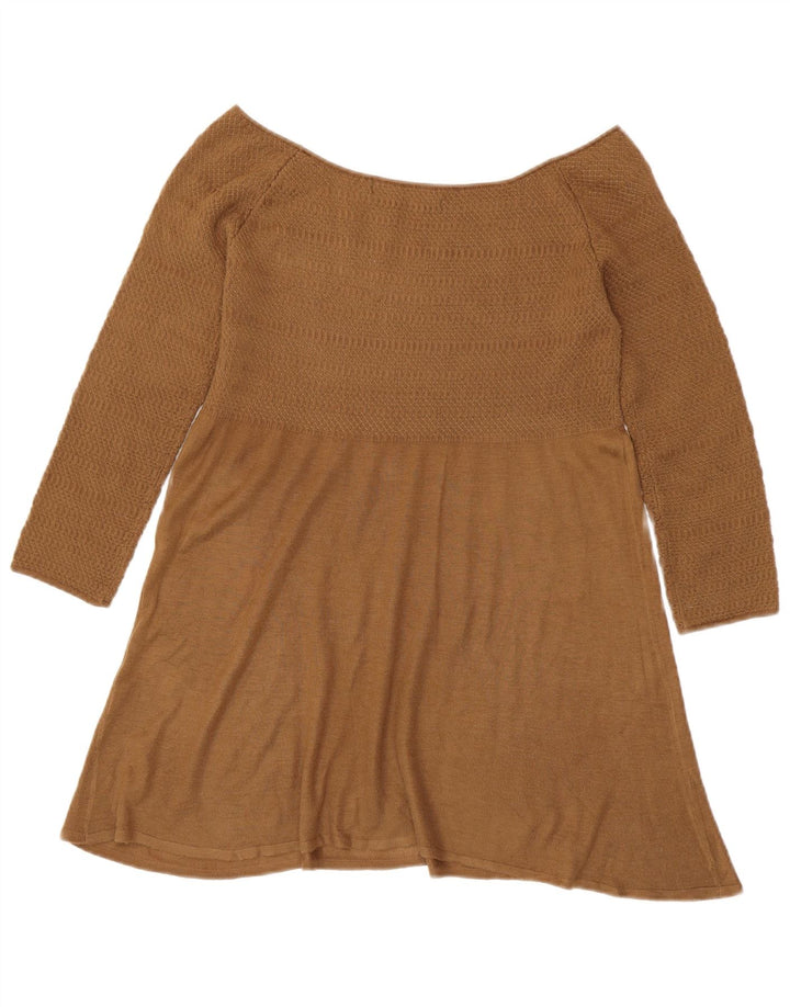 Zara Womens Off Ombro Top Reino Unido 12 Médio Marrom