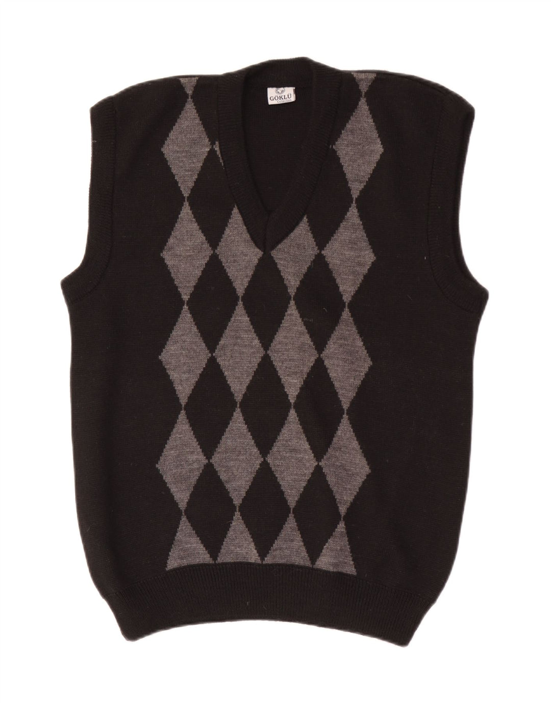 Regata masculina vintage com colete pequeno preto Argyle/Diamante