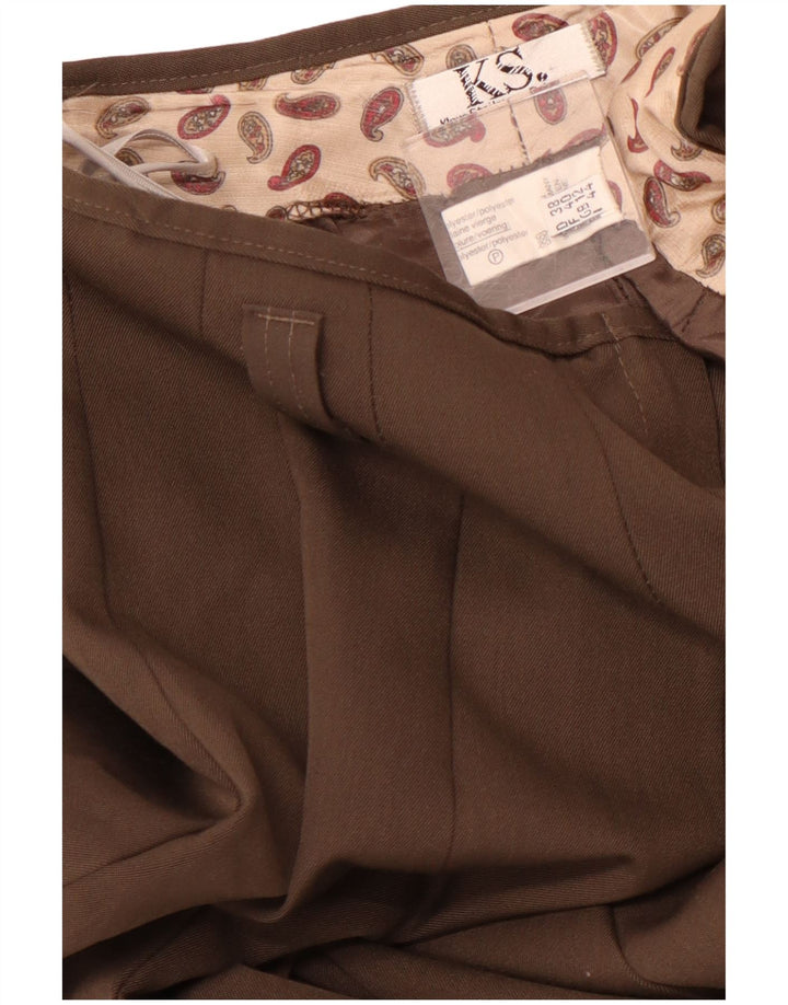 Saia feminina VINTAGE cintura alta plissada em linha A Reino Unido 12 médio W28 marrom