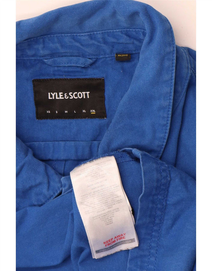 Jaqueta bomber masculina Lyle & Scott Reino Unido 44 2XL algodão colorblock azul