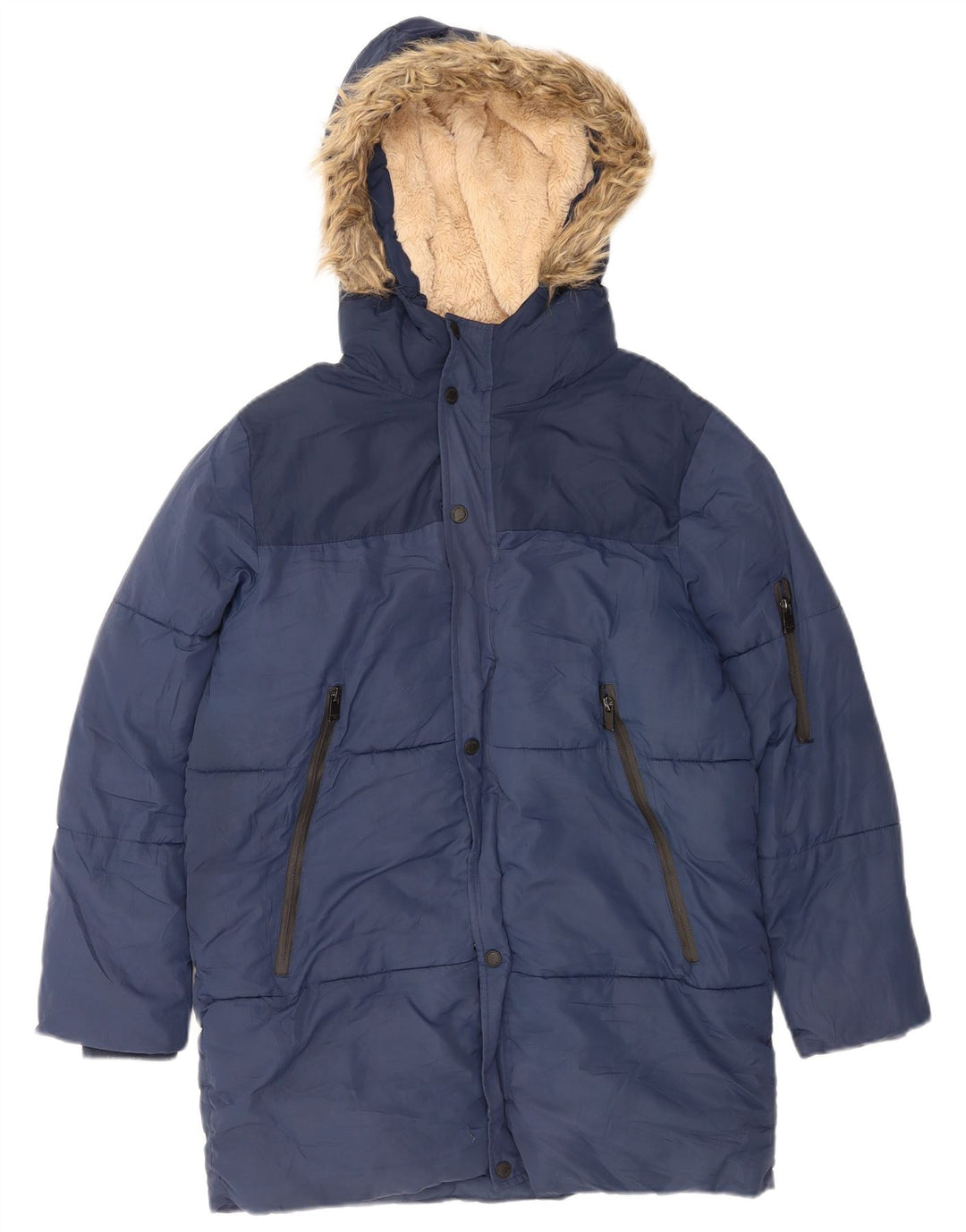 Casaco acolchoado Sherpa com capuz Zara Boys 13-14 anos azul