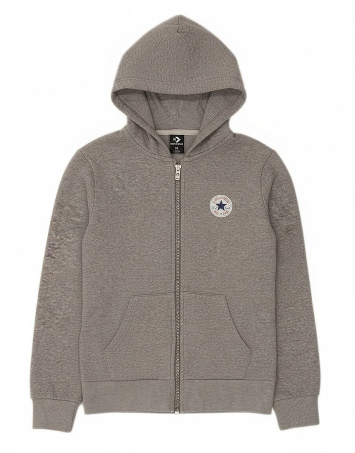 Suéter Converse Boys Zip com capuz 10-11 anos cinza médio algodão manchado