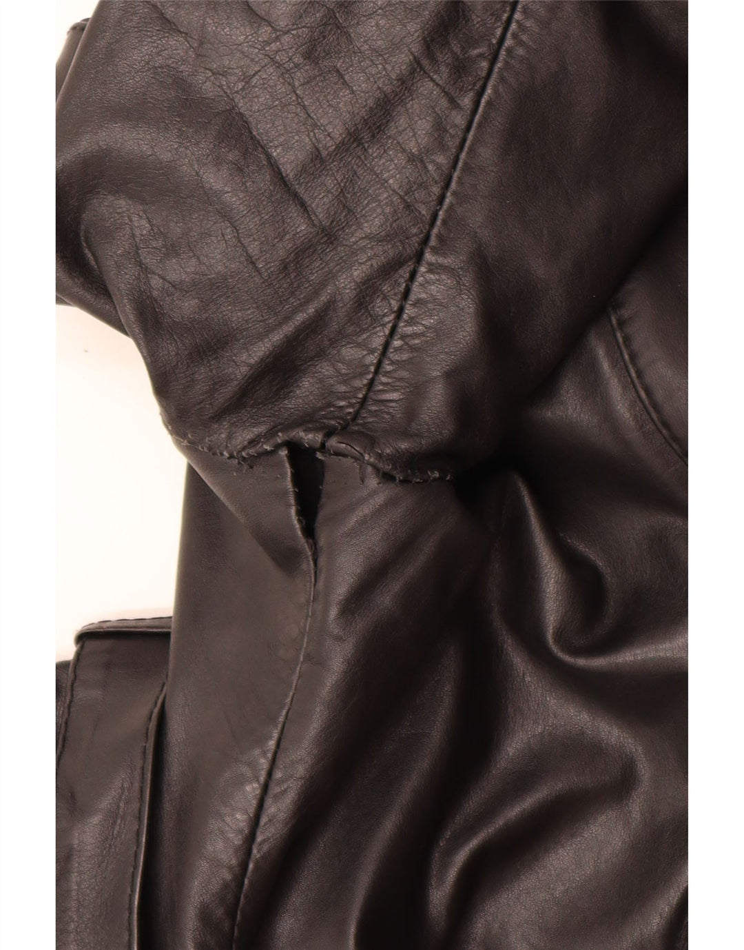 Casaco feminino vintage de couro com peito duplo IT 46 grande preto
