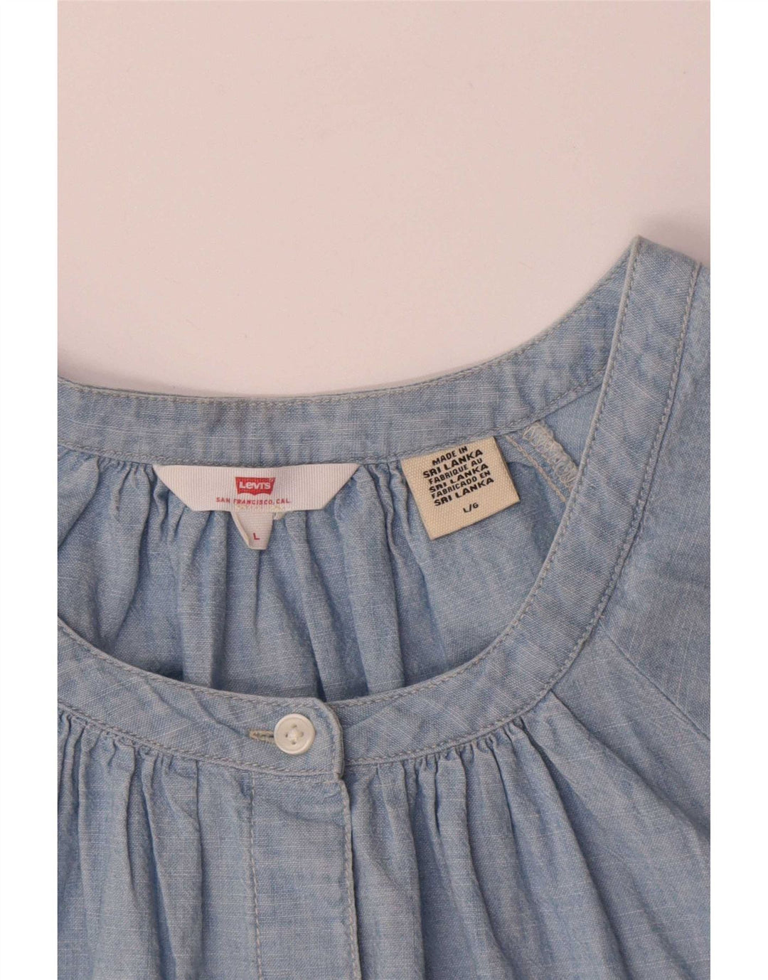 Blusa feminina oversized Levi's Reino Unido 16 grande algodão azul