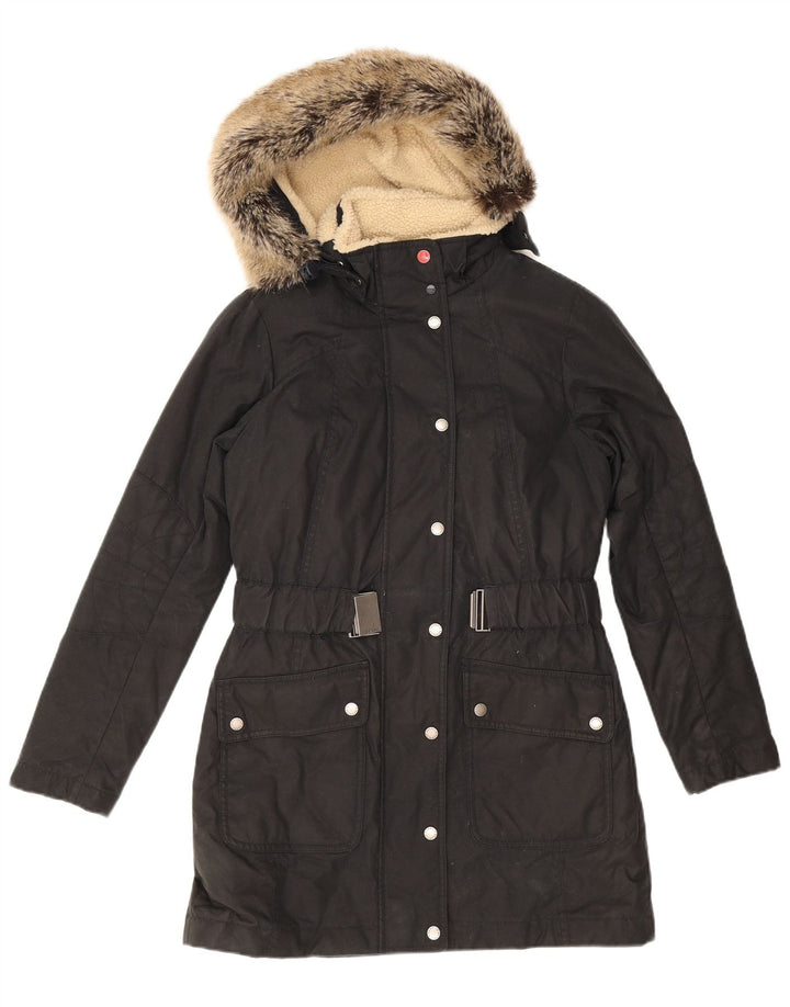 Casaco feminino acolchoado com capuz e capuz Barbour UK 10 pequeno preto