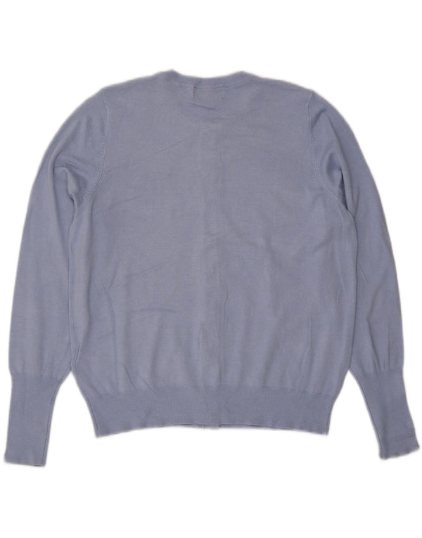 Suéter cardigã feminino Marks & Spencer UK 16 grande viscose azul