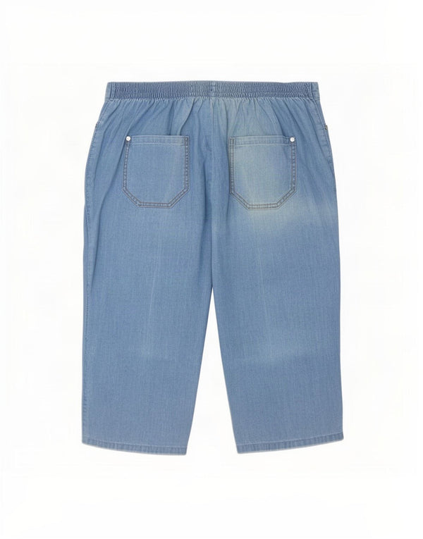 Bermuda jeans feminina Marks & Spencer Reino Unido 18 XL W36 azul algodão