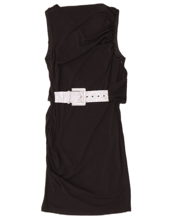 Zara Vestido feminino sem mangas com bainha UK 6 XS Poliéster preto