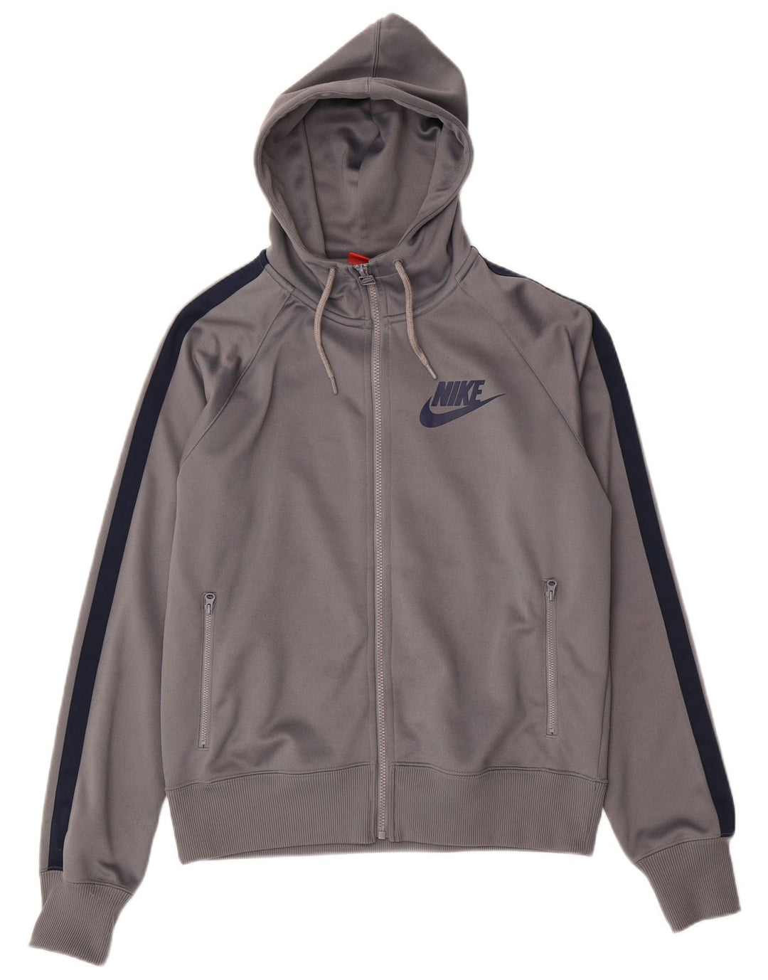 Suéter Nike masculino com capuz e zíper cinza médio colorblock poliéster