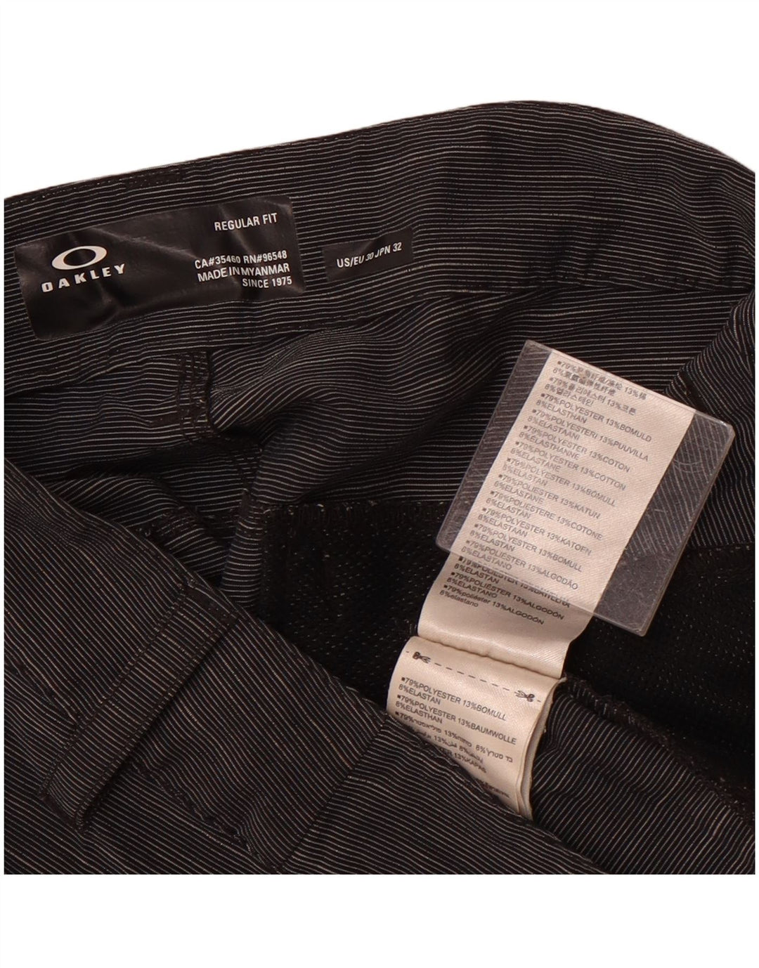 Shorts masculino Oakley Regular Fit Chino W30 cinza médio listrado esportivo