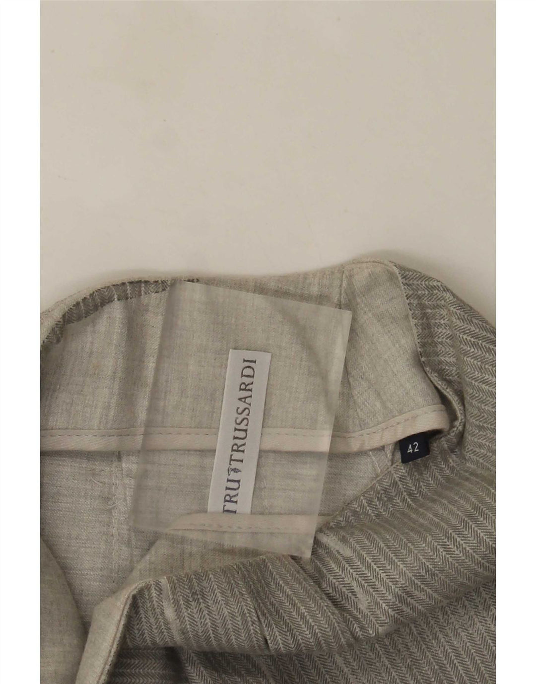 Mini saia plissada feminina Trussardi IT 42 médio W28 espinha de peixe cinza