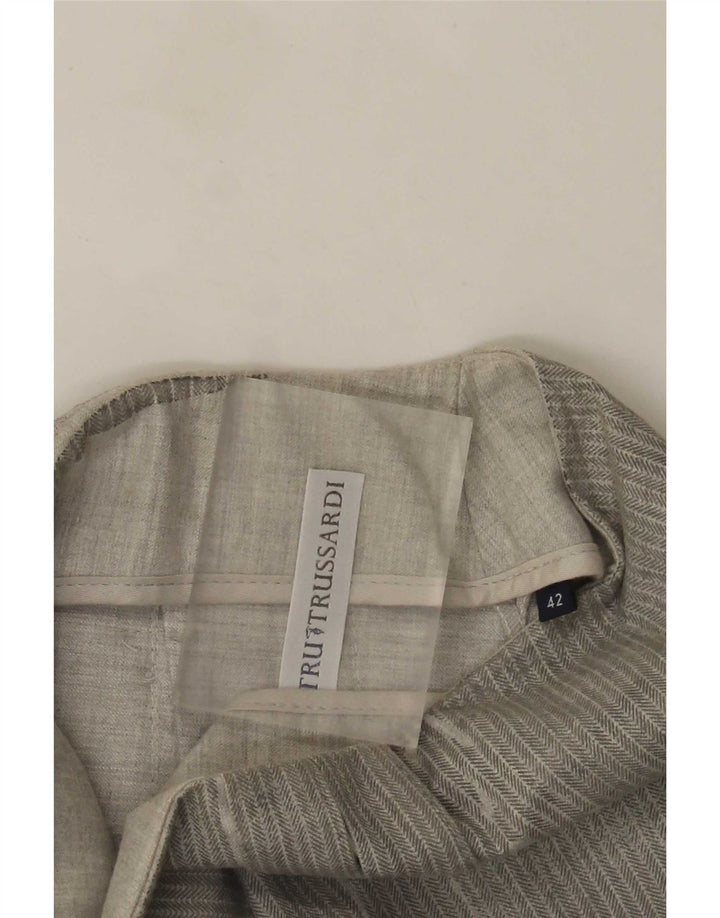 Mini saia plissada feminina Trussardi IT 42 médio W28 espinha de peixe cinza