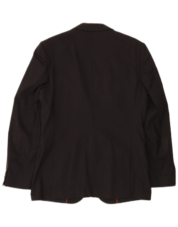 Jaqueta blazer masculina de 2 botões Hugo Boss EU 50 grande lã preta