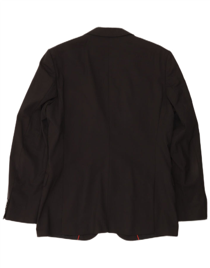 Jaqueta blazer masculina de 2 botões Hugo Boss EU 50 grande lã preta