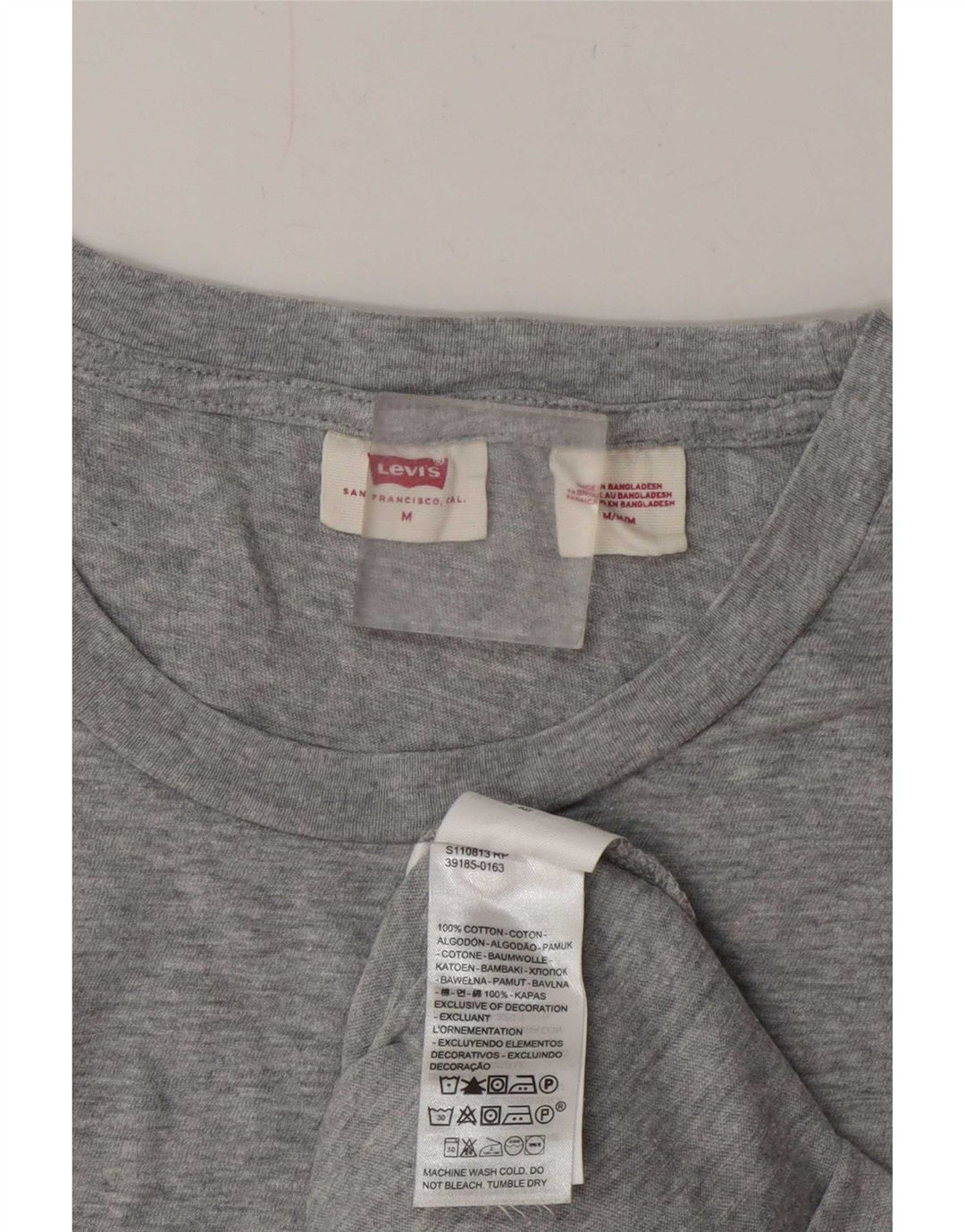 Camiseta feminina Levi's UK 14 algodão manchado cinza médio