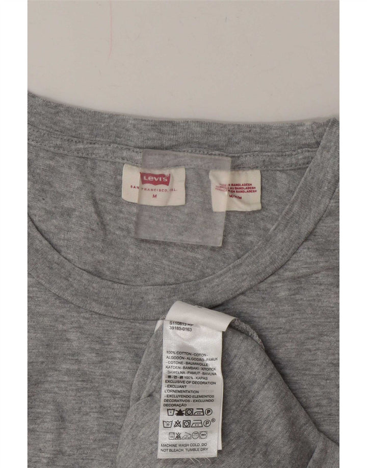 Camiseta feminina Levi's UK 14 algodão manchado cinza médio