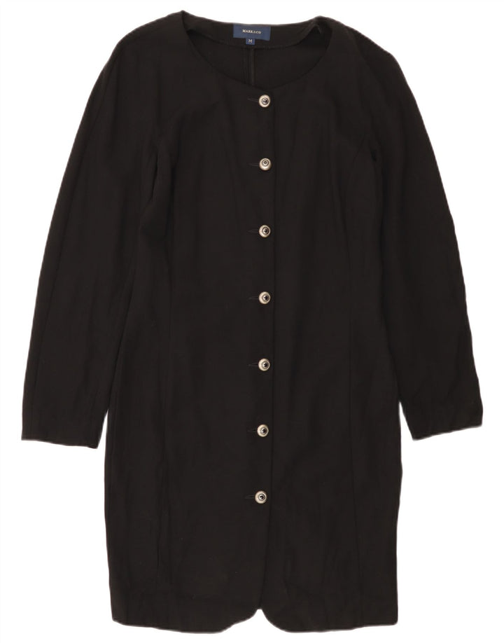 Vestido camisa vintage feminino UK 12 médio preto