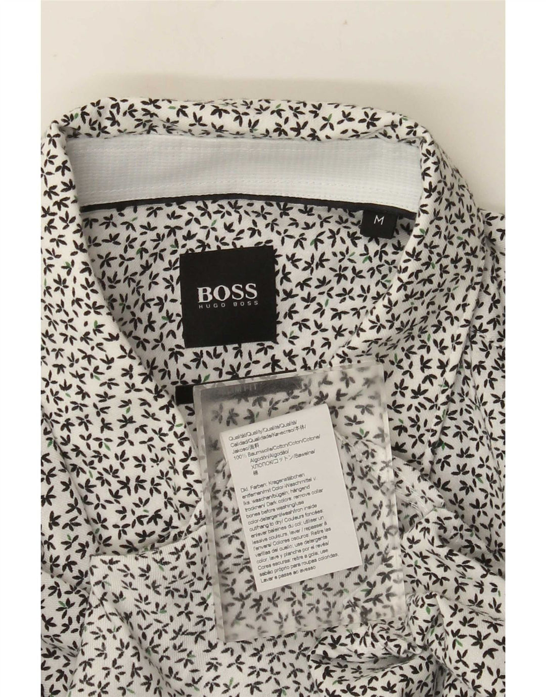 Camisa masculina Slim Fit Hugo Boss de algodão floral branco médio