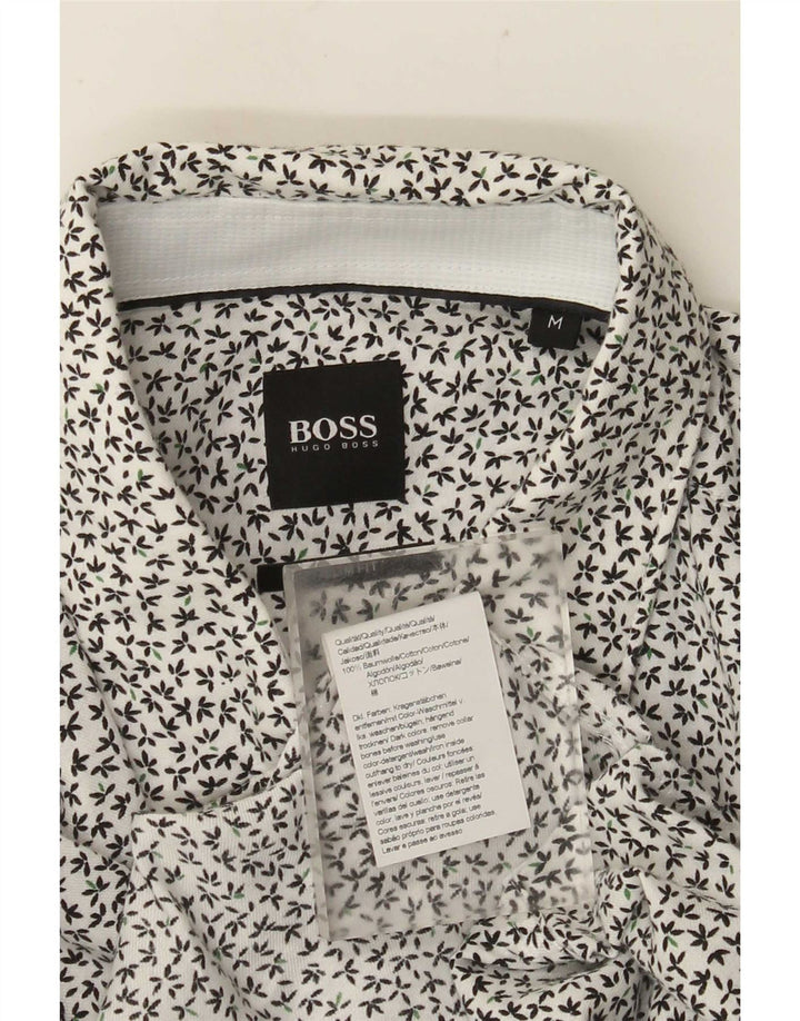 Camisa masculina Slim Fit Hugo Boss de algodão floral branco médio