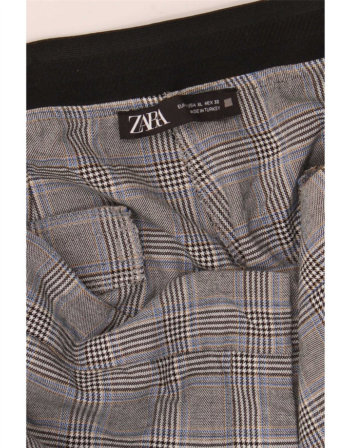 Zara Calça Chino Feminina Slim XL W38 L27 Cinza Houndstooth