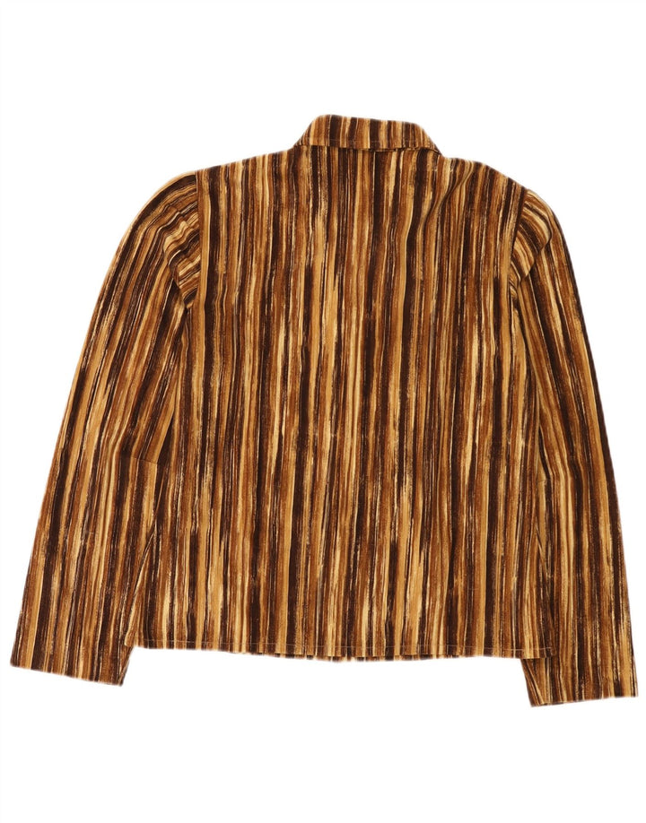 Camisa feminina vintage UK 12 listrada marrom média
