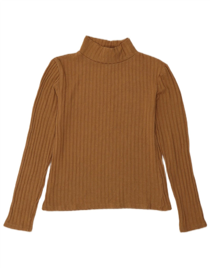 Topshop feminino crop top manga comprida Reino Unido 8 pequeno marrom