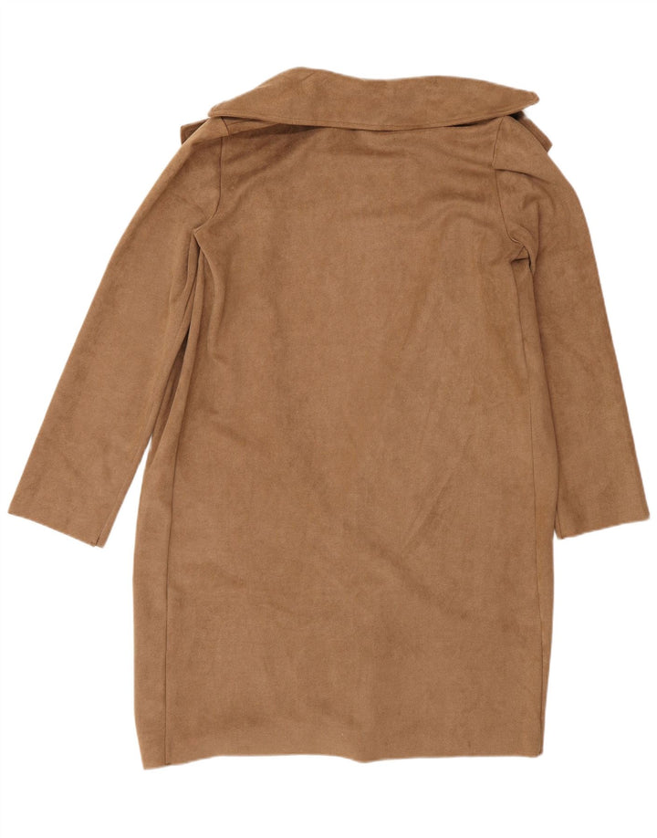 Sobretudo aberto oversized feminino Zara UK 10 pequeno poliéster marrom