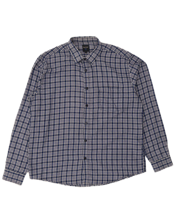 Camisa masculina de flanela James Pringle grande poliéster xadrez azul