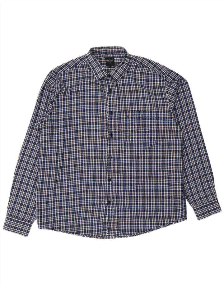 Camisa masculina de flanela James Pringle grande poliéster xadrez azul