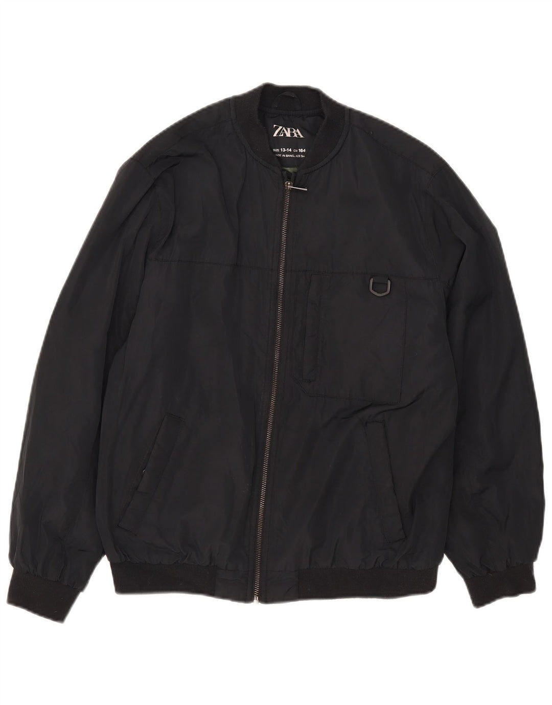 Zara Boys Bomber Jacket 13-14 anos preto poliéster