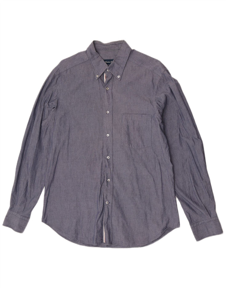 Camisa masculina Massimo Dutti grande algodão cinza