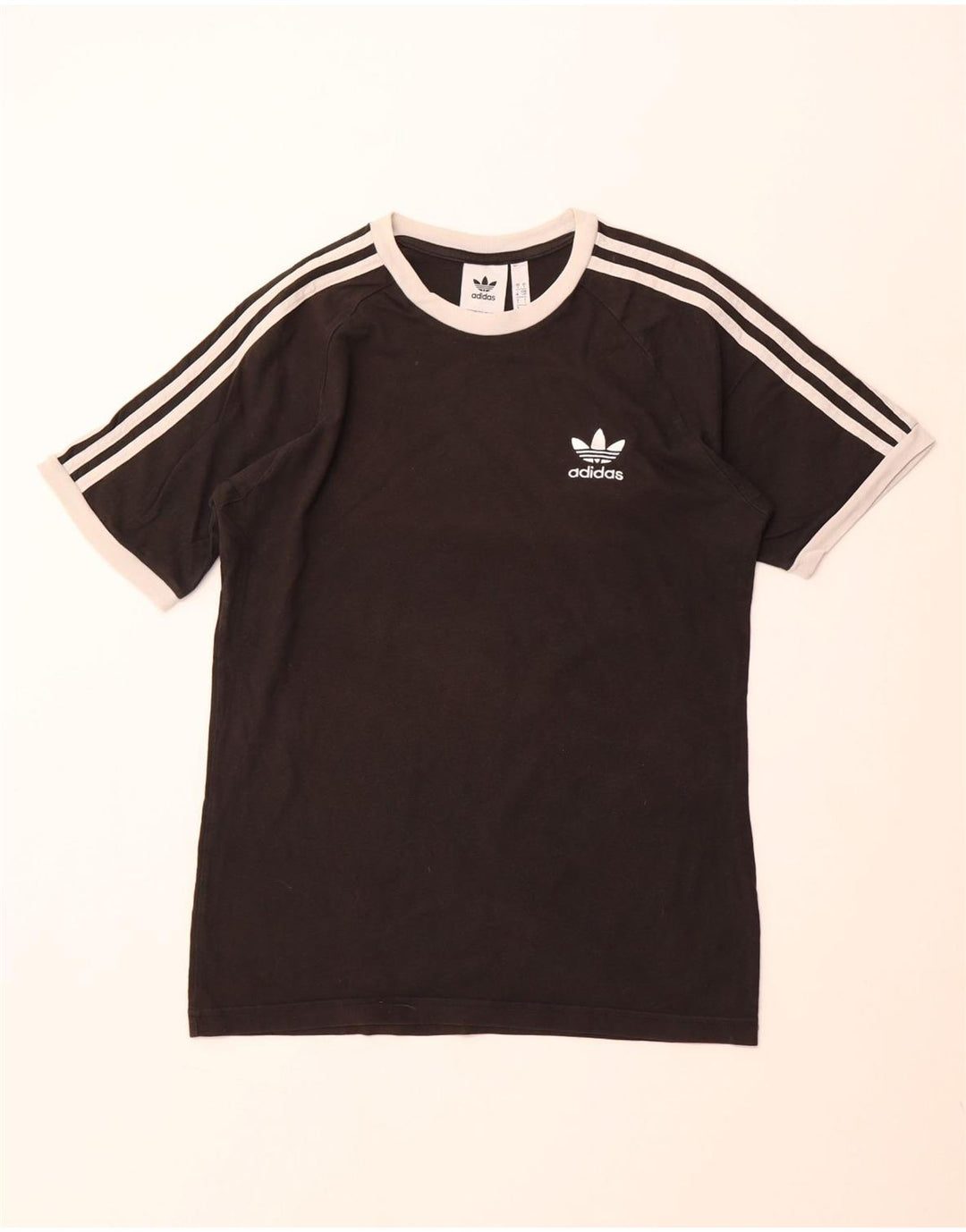 ADIDAS Mens Camiseta Top Pequeno Algodão Preto