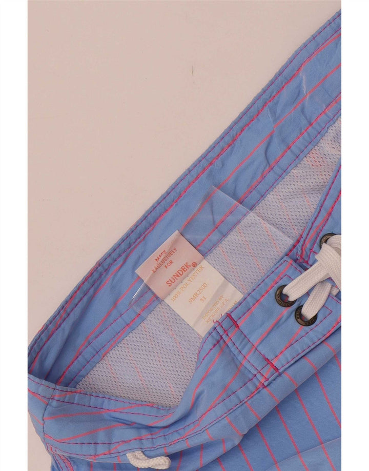 Shorts de natação masculino Sundek poliéster risca de giz azul médio