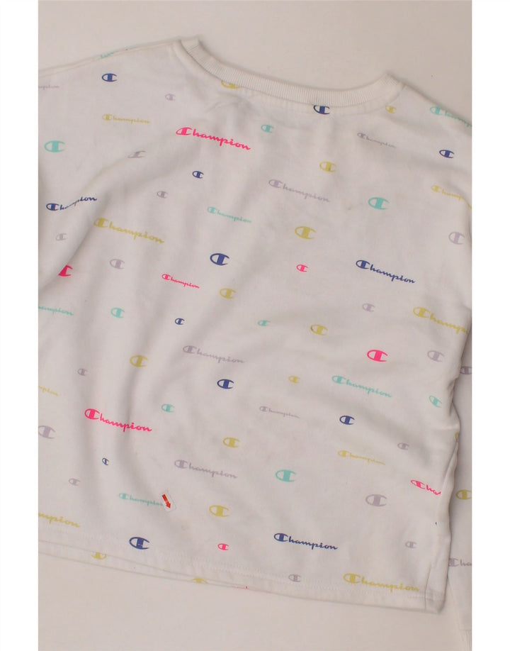 CHAMPION Girls Graphic Sweatshirt Jumper 13-14 Years XL  White Cotton Vintage Champion and Second-Hand Champion from Messina Hembry 