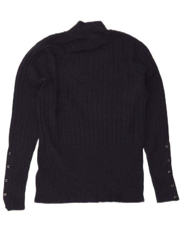 Suéter feminino Marks & Spencer com gola tartaruga Reino Unido 12 médio azul marinho