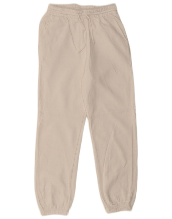 Calça de treino feminina Zara Joggers UK 10 pequeno algodão branco