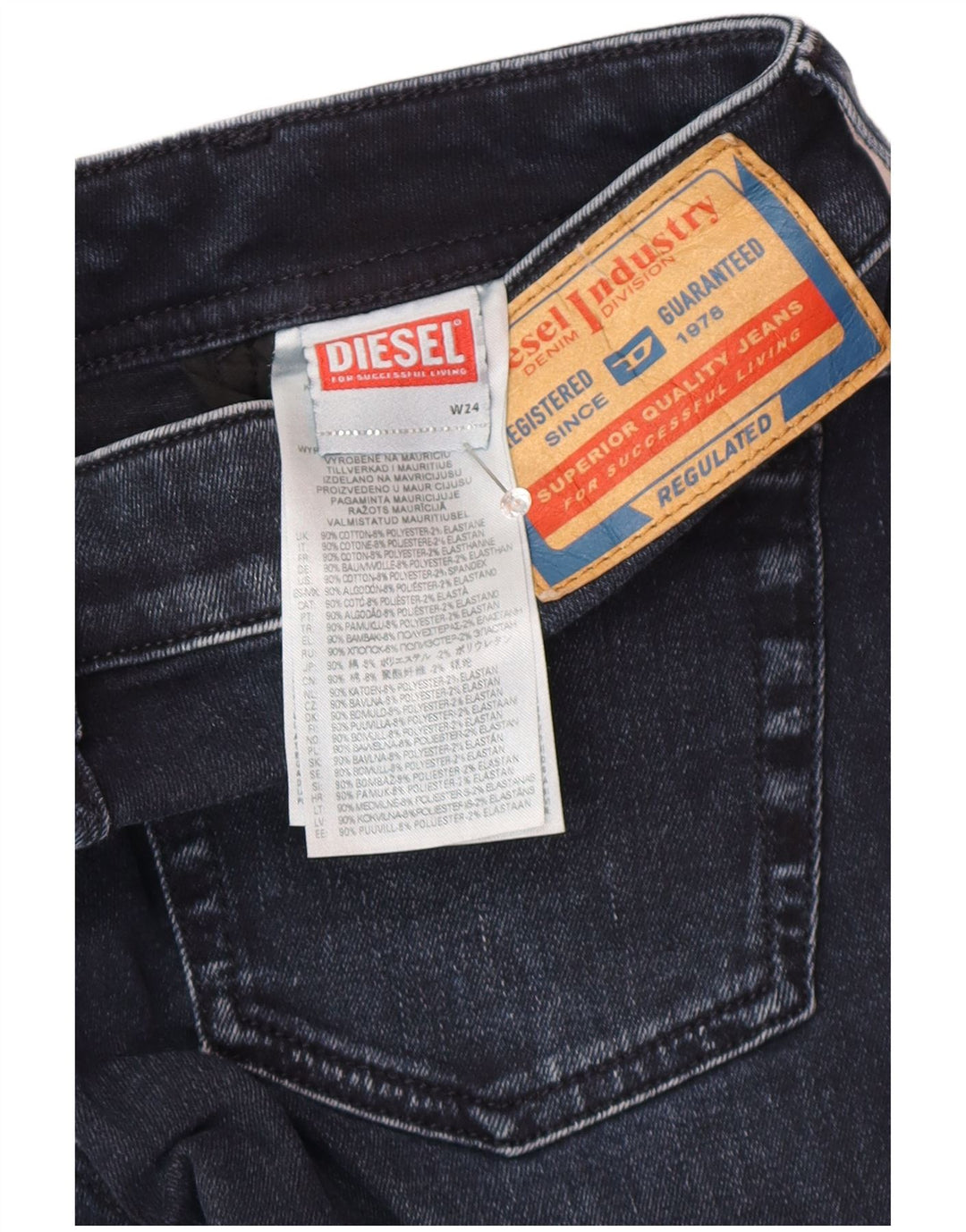 Jeans feminino diesel queimado W24 L32 algodão azul marinho