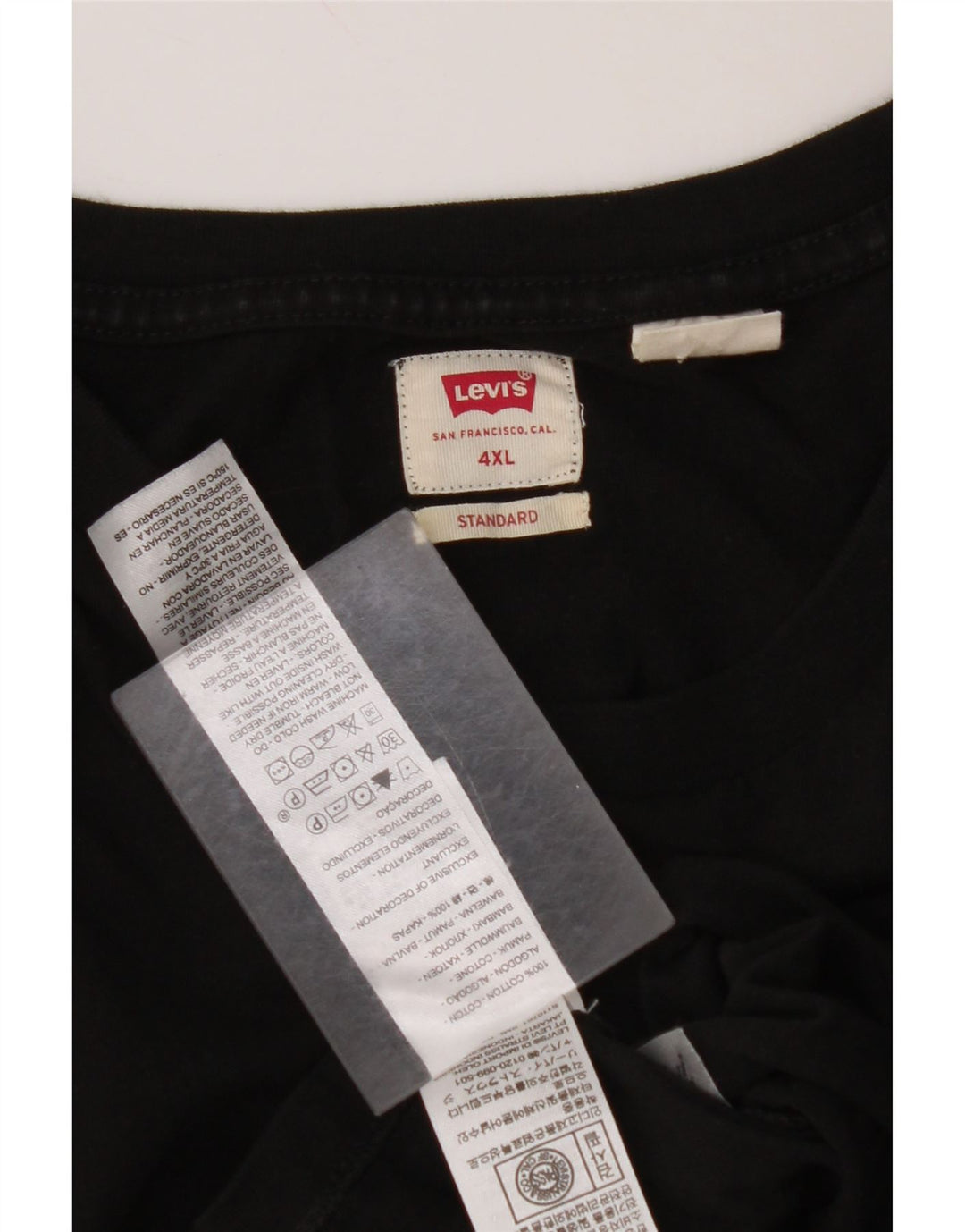 Camiseta masculina padrão LEVI'S Top 4XL algodão preto