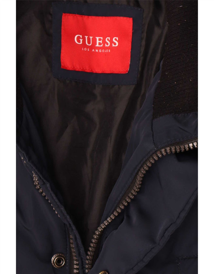 Casaco acolchoado masculino Guess UK 40 grande poliéster azul marinho