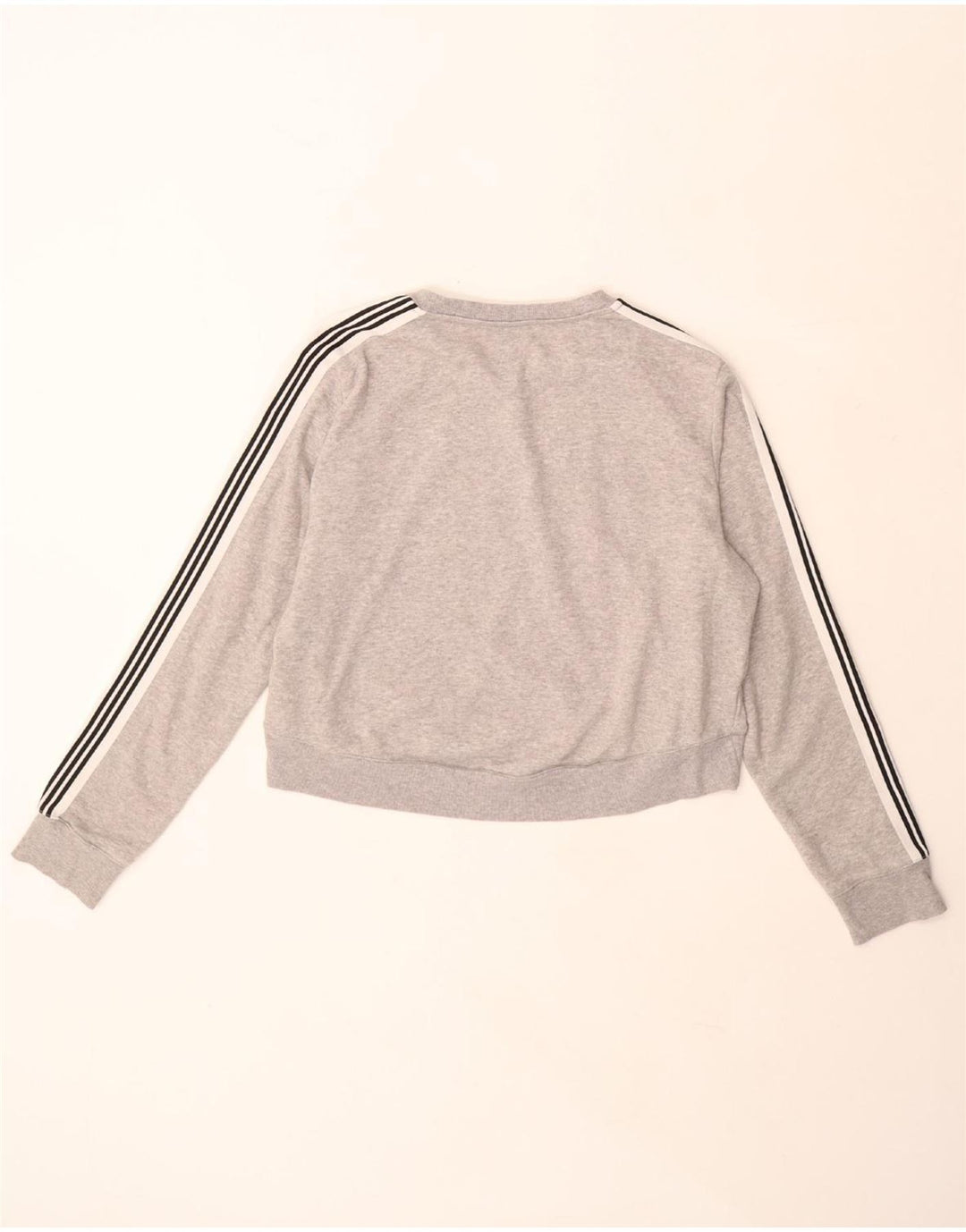 ADIDAS Womens Crop Sweatshirt Jumper UK 12/14 Médio Cinza Flecked Algodão
