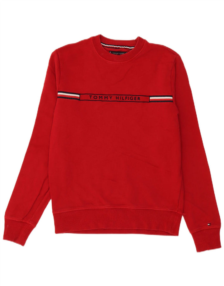 TOMMY HILFIGER Suéter gráfico masculino pequeno algodão vermelho